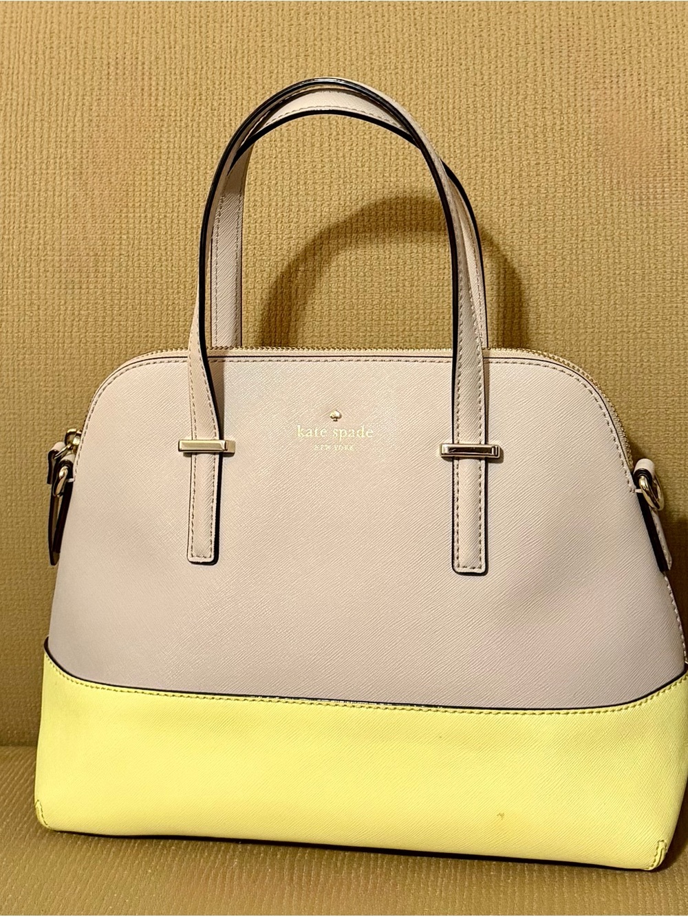 Kate Spade New York Cedar Street Maise Yellow & Tan Handbag (11 x 9)